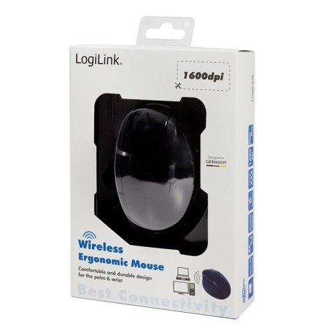 Mysz optyczna radiowa 2.4GHz 1600dpi ergonomiczna czarna