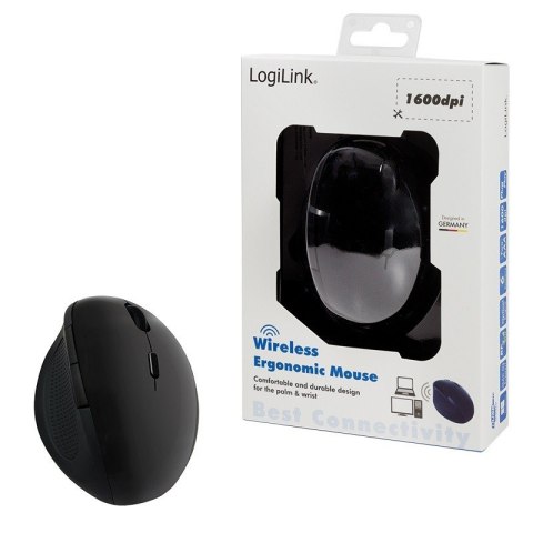 Mysz optyczna radiowa 2.4GHz 1600dpi ergonomiczna czarna