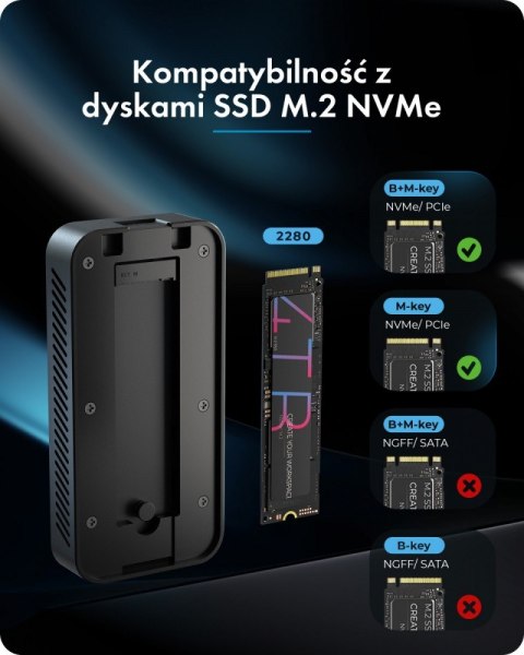 Obudowa z 80 Gbps IB-1980M-80G Thunderbolt 5 M.2 NVMe SSD