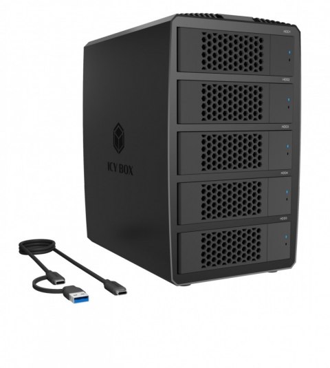 System-RAID dla 5 HDD 2,5"/3,5" SATA, IB-RD3705-CU3 RAID 0,1,10,3,5, Single, Large, Clone