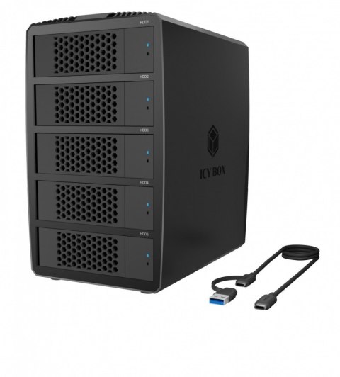 System-RAID dla 5 HDD 2,5"/3,5" SATA, IB-RD3705-CU3 RAID 0,1,10,3,5, Single, Large, Clone