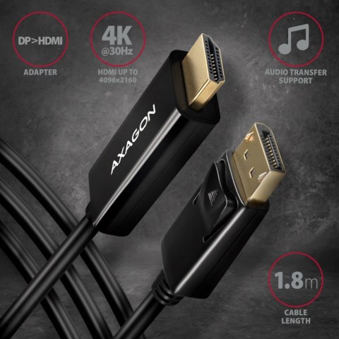 RVD-HI14C2 Adapter aktywny DisplayPort -> HDMI 1.4, 4K/30Hz, kabel 1,8m
