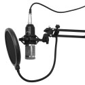 Mikrofon pojemnościowy, studyjny z zestawem akcesoriów STUDIO AND STREAMING MICROPHONE MT397S (Srebrny)