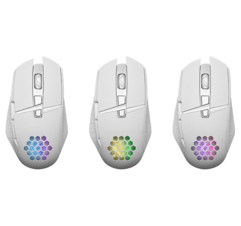 Mysz gamingowa bezprzewodowa Glory GM-514 RGB 7P 1200/2400/3200 DPI biała