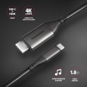 RVC-HI2MC Adapter aktywny USB-C -> HDMI 2.0 4K/60Hz Aluminum, 1.8m kabel