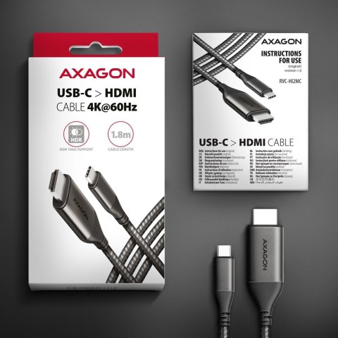 RVC-HI2MC Adapter aktywny USB-C -> HDMI 2.0 4K/60Hz Aluminum, 1.8m kabel