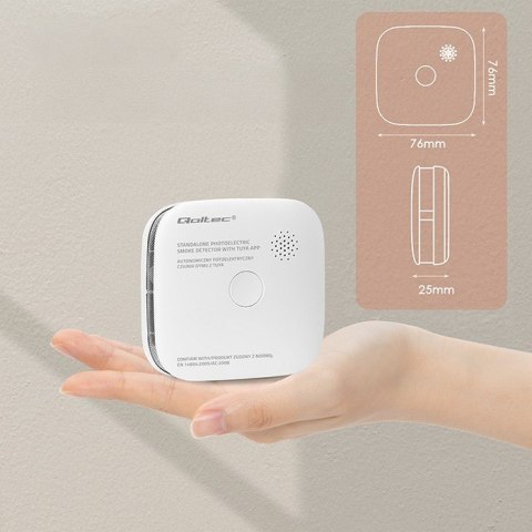 Czujnik dymu z baterią | Tuya | Wi-Fi | alarm 85dB | LED
