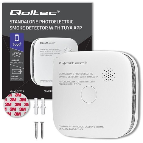 Czujnik dymu z baterią | Tuya | Wi-Fi | alarm 85dB | LED