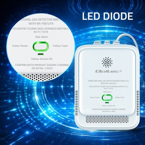 Czujnik wycieku gazu ziemnego | detektor CH4 | NG | Tuya | Wi-Fi | alarm 85dB | LED