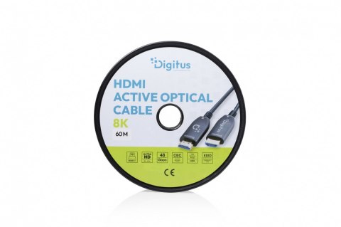 Kabel połączeniowy hybrydowy HDMI AOC | HDMI-A męski-męski | HDMI 2.1 | UHD-2 8K@60Hz | 48Gbps |HDR, eARC, HDCP 2.2, CEC | 60m