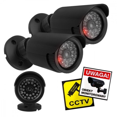 Zestaw dwóch atrap kamer tubowych IR1800 BT diody IR LED, zasilanie 2xAA, czarne, ABS
