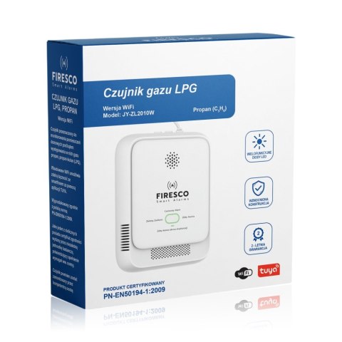Czujnik gazu propanu, propan-butanu (LPG)Tuya/WiFi JY-ZL2010W, czujnik gazu propanu, propan-butanu z funkcją komunikacji, domo