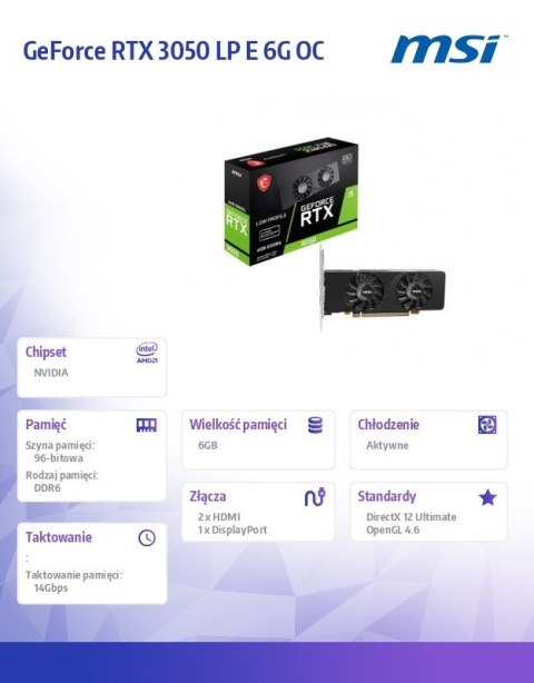 Karta graficzna GeForce RTX 3050 LP E 6G OC