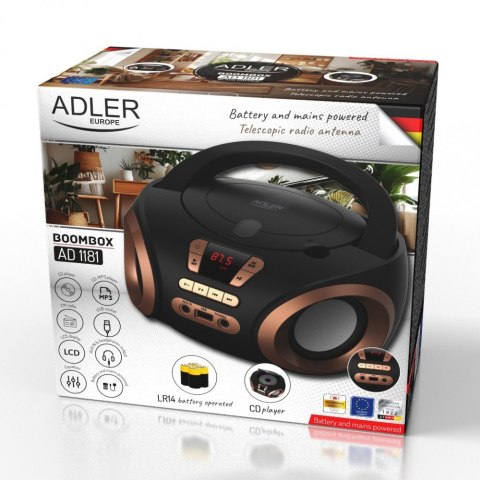 Radio Boombox CD MP3 AD1181 czarno-miedziany