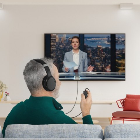 Słuchawki nauszne przewodowe TV czarne