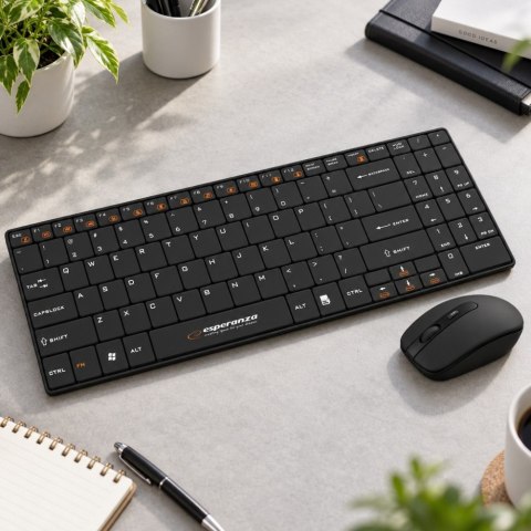 ZESTAW BEZPRZEWODOWY KLAWIATURA SLIM + MYSZ 2,4 GHz EK122K LIBERTY CZARNY
