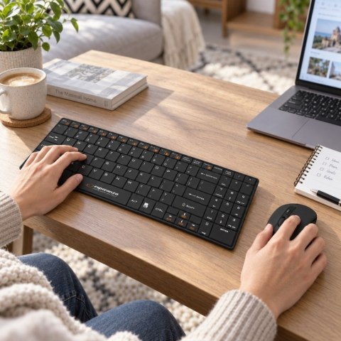 ZESTAW BEZPRZEWODOWY KLAWIATURA SLIM + MYSZ 2,4 GHz EK122K LIBERTY CZARNY