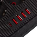 Listwa zasilająca MCE389 B 6 gniazd 4xUSB-A, 1xUSB-C 110-240V AC 50/60Hz, 2.1A max 2500W, czarna