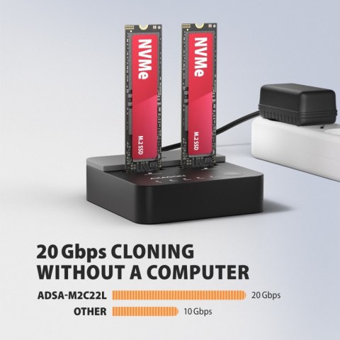 ADSA-M2C22L Stacja dokująca USB-C 3.2 Gen2x2 - 2 x NVMe M.2 20Gbps