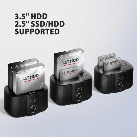 ADSA-SC Stacja dokująca, USB 3.2 Gen 1 - 2x SATA 6G 2.5"/3.5" SSD/HDD CLONE DUAL