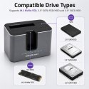 Stacja dokująca 2w1 HDD SSD | SATA | M.2 NVMe | Klonowanie | USB-C | 10Gb/s | 28TB