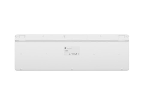 Klawiatura Tang US bezprzewodowa BT + 2.4GHz cicha Slim biała