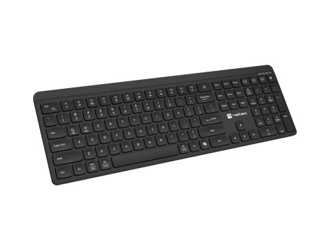 Klawiatura Tang US bezprzewodowa BT + 2.4GHz cicha Slim czarna
