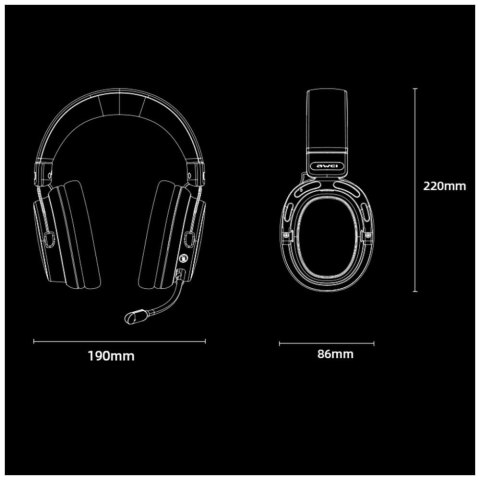 Słuchawki nauszne AT36 bluetooth 5.4 mikrofon czarne